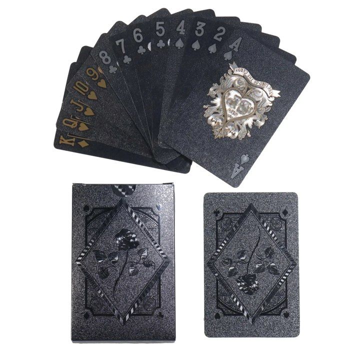 Jucoan Lot de 6 cartes à jouer imperméables en plastique pour jeux Motif roses dorées Doré Argenté Rose Rose Rose