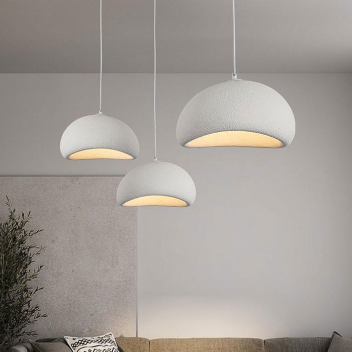 WOTTES Suspension Luminaire Moderne Créatif Blanc Lustre Design Mousse Vintage E27 Lampe 3pcs Ø30cm pour Cuisine Salle à Manger