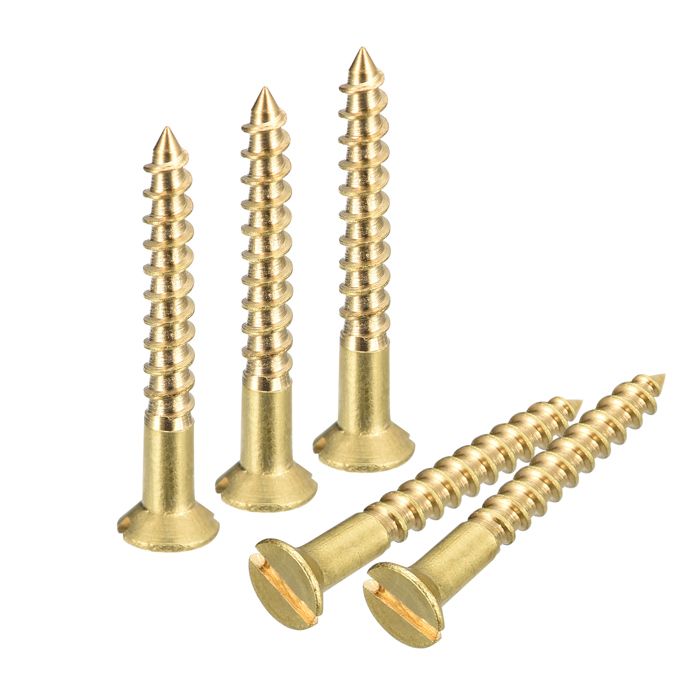Vis En Laiton M2.5 X 25mm – Tête Plate Fendue, Autotaraudeuse, Lot De 100