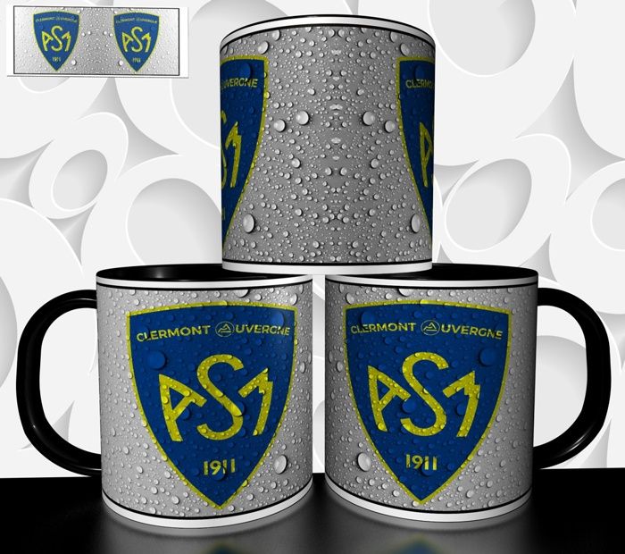 Mug ASM Clermont Auvergne - 325ml - Céramique Blanche - Personnalisé Neuf