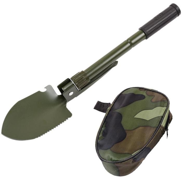 Pelle Pliable Bikain BI2400 - Multifonction (Pelle, Houe, Scie) - Acier Émaillé - Étui Nylon