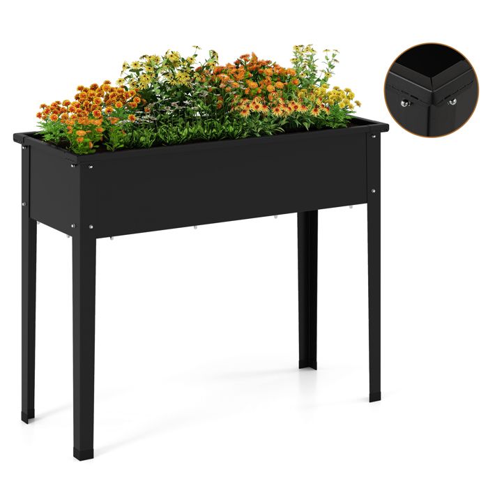 COSTWAY Jardinière Surélevée 100 x 40 x 80 cm Trous de Drainage pour Légumes Fruits Fleurs Herbes Jardinière sur Pieds en Métal