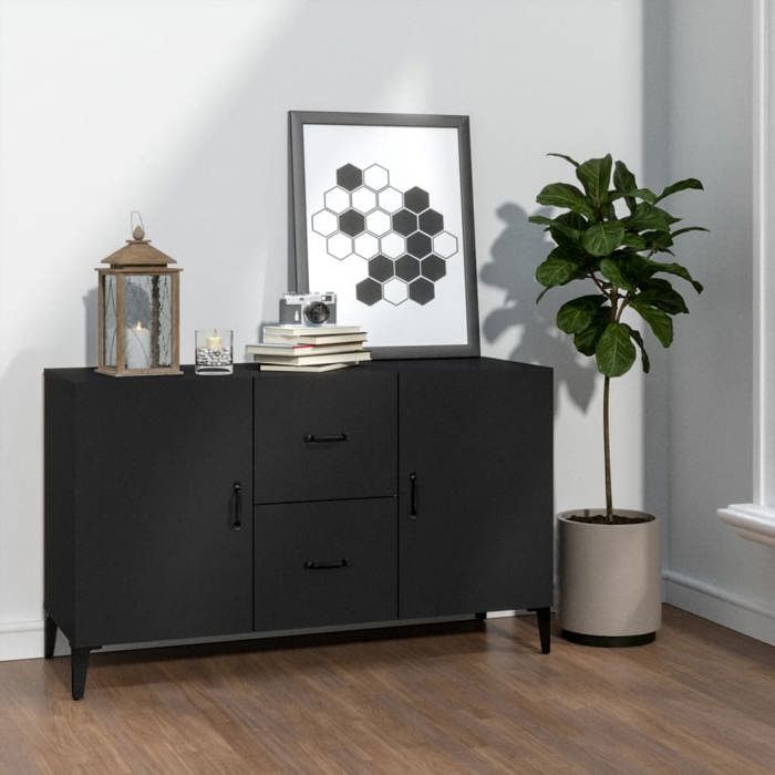 SALE 2025Meuble bas bahut vaisselier - Buffet noir 100x36x60 cm - bois dingénierie315 Kg 3495