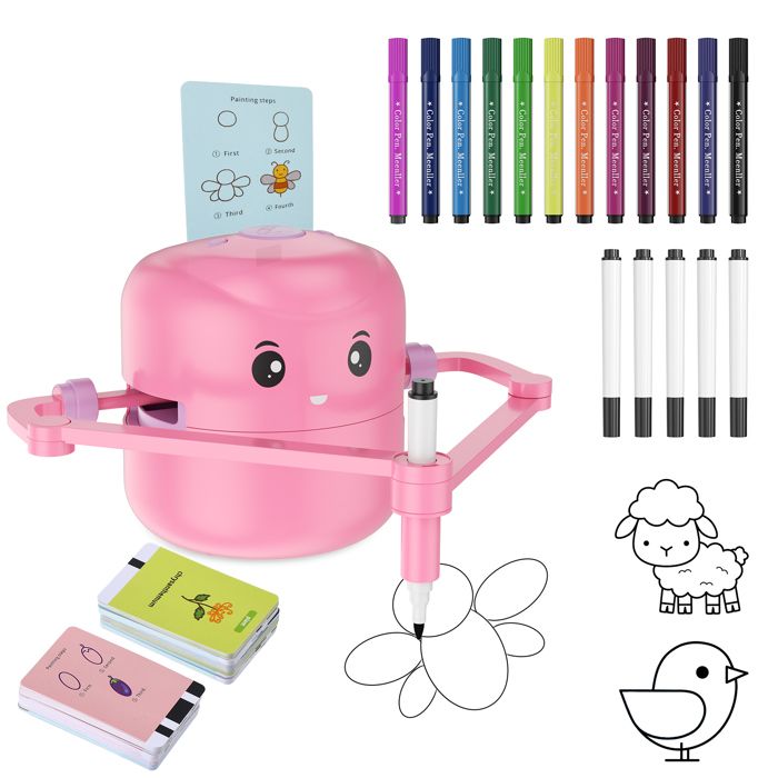 Robot Dessinateur Enfant Robot Dessin avec Stylo & Cartes Robots Qui Dessine Tout Seul Rechargeable Jouet Éducatif Interactif