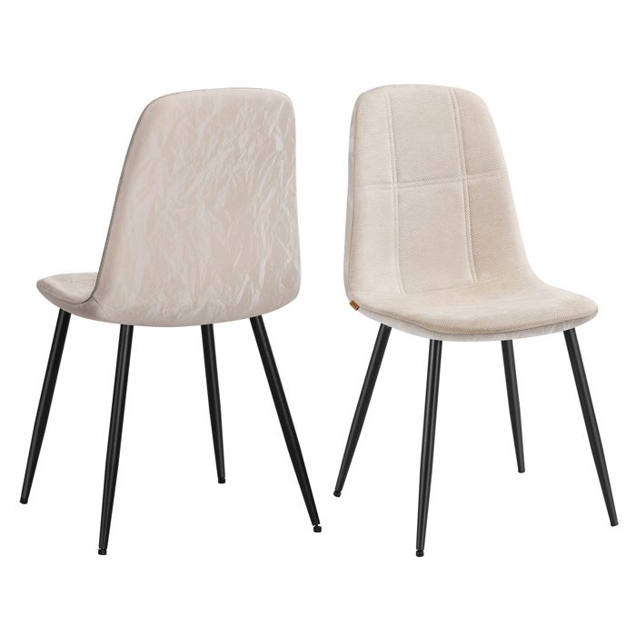 Chaises de Salle à Manger - VASAGLE - Lot de 2 - Métal - Tissu Chenille - Blanc Crème