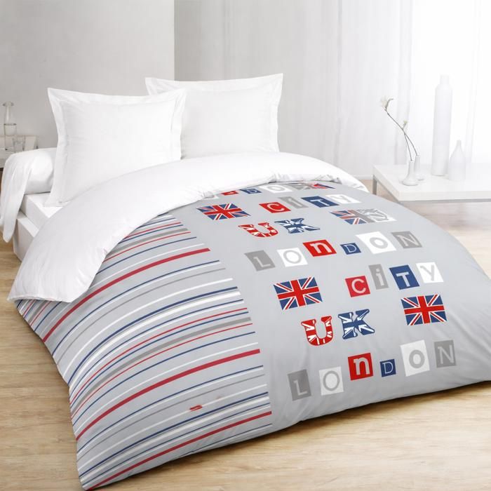 Couette légère imprimée - MORTREUX - London city - 200 x 200 cm - 300g/m² - Lavable à 40°C