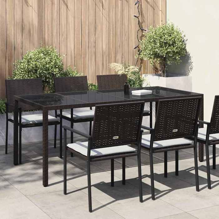 “RabaisTable de jardin Table de balcon - JILLES - pour repas Marron 190 x 90 x 75 cm Poly rotin SOLO806701