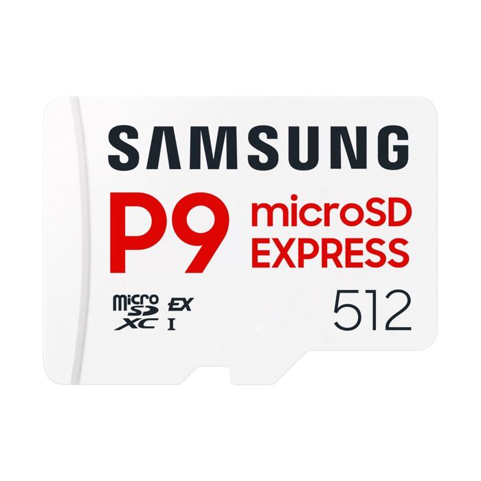 Carte mémoire Samsung Micro SDXC P9 express classe U3 V30 A1 PCIe Gen3.0x1 NVMe 1.3 Lecture SD Express 800 Mo/ UHS I 90 Mo/ 6 Prot intégré MB MK512TWW - vue 2