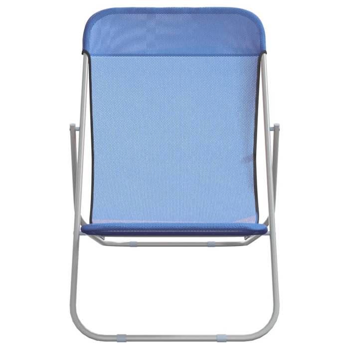 Chaises de plage pliantes - WIENS - Lot de 2 - Textilène - Acier enduit poudre - 85x58x83 cm - Bleu