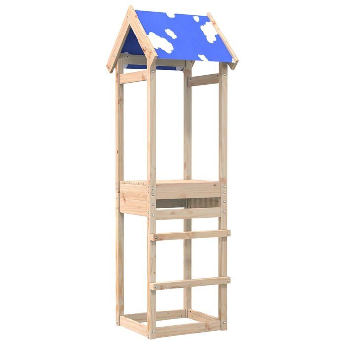 Tour de jeu en pin massif - vidaXL - Marron - 525 x 465 x 195 cm - Balançoire - Toboggan - Structure descalade