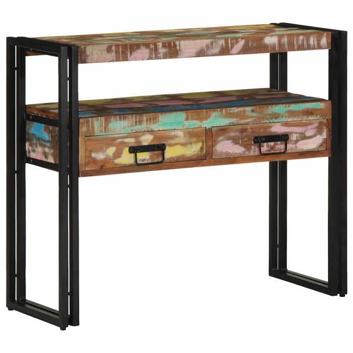Console Meuble - Multicolore - Table d’Entrée - Multicolore 90x33x75 cm Bois Recyclé Solide T9146