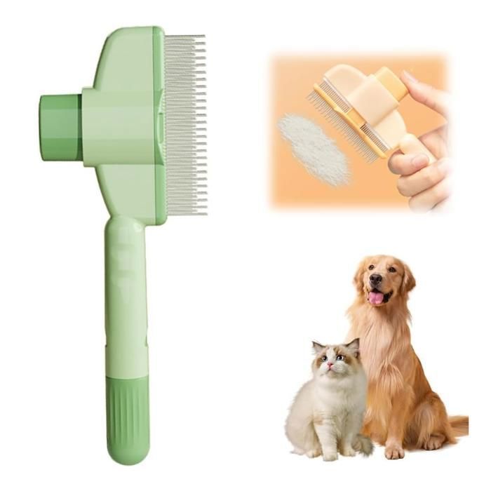 Peigne Anti-puces pour Animaux de compagnie Peigne de Toilettage pour Chat et Chien Brosse Anti-puces avec Bouton de PEIGNE