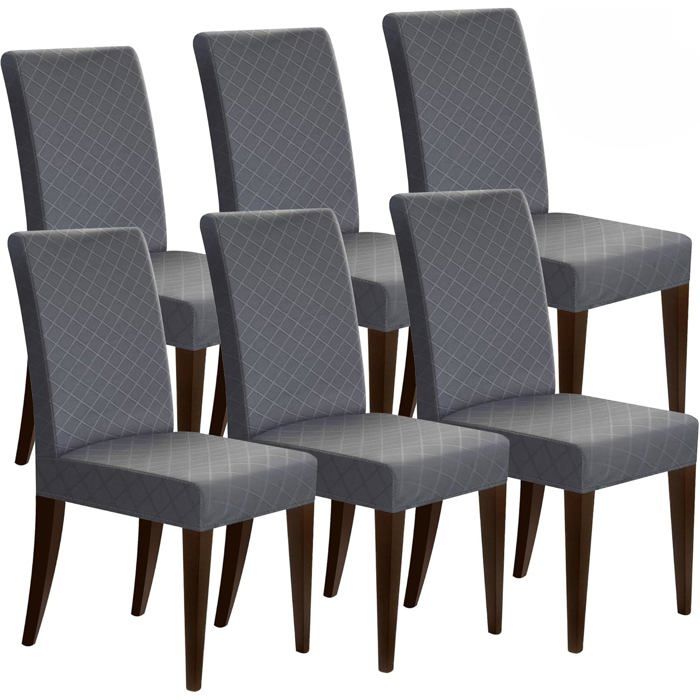Lot de 6 Housses de Chaises Salle à Manger Extensibles Amovibles  Élastique Protège contre taches/usure Pour maison cuisine