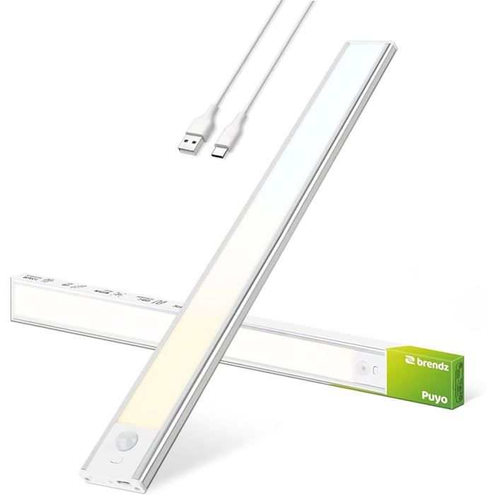 Lampe LED Rechargeable LED Cuisine Sous Meuble 40cm USB C 2200mAh 3 Températures de Couleur 1 pièce 40 cm Argen ECLAIRAGE DE MEUBLE