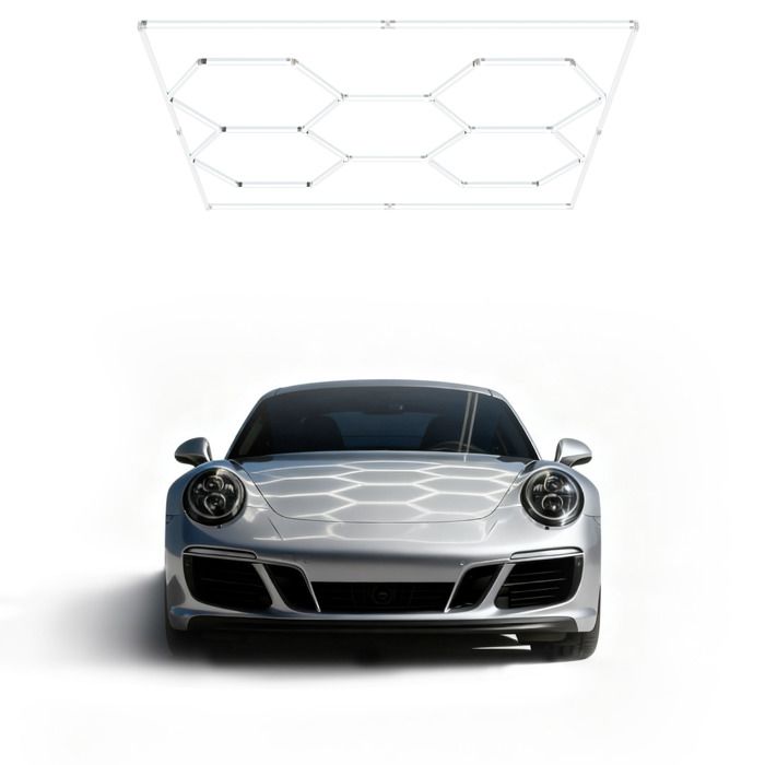XMTECH Hexagon Series - Plafonnier LED hexagonal - 5 modules avec cadre - 6500K froid - Garage atelier IP44