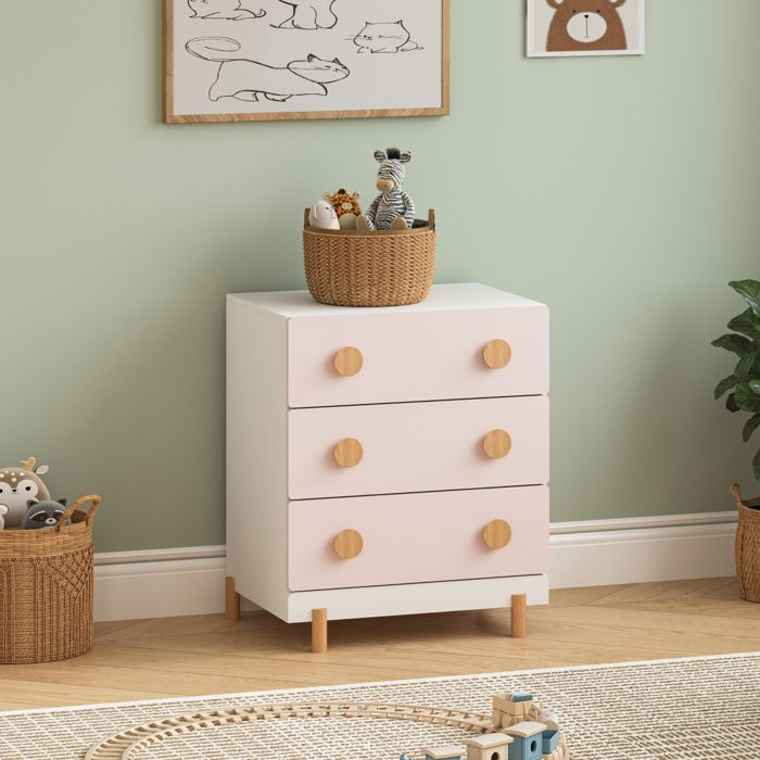 Commode enfant Vaarentaa 55 x 41 x 66 cm blanc rose