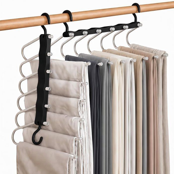 6 en 1 Cintre Pantalon Gain De PcePorte Pantalon CoulissantCeintresCintre Multifonctionnel Crochet Hook6 CINTRE
