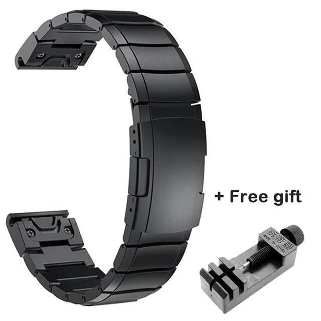 Couleur noir taille 22mm Fenix 6 Pro Bracelet de montre, pour Garmin Fenix  6 6X Pro 5 5X Plus 3HR, en acier i - Cdiscount Téléphonie