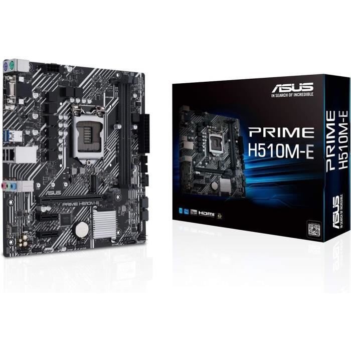 Carte mère ASUS PRIME H510M-E Intel H510 LGA 1200 mATX - PCIe 4.0 M.2 Ethernet Intel 1 Gb - Asus