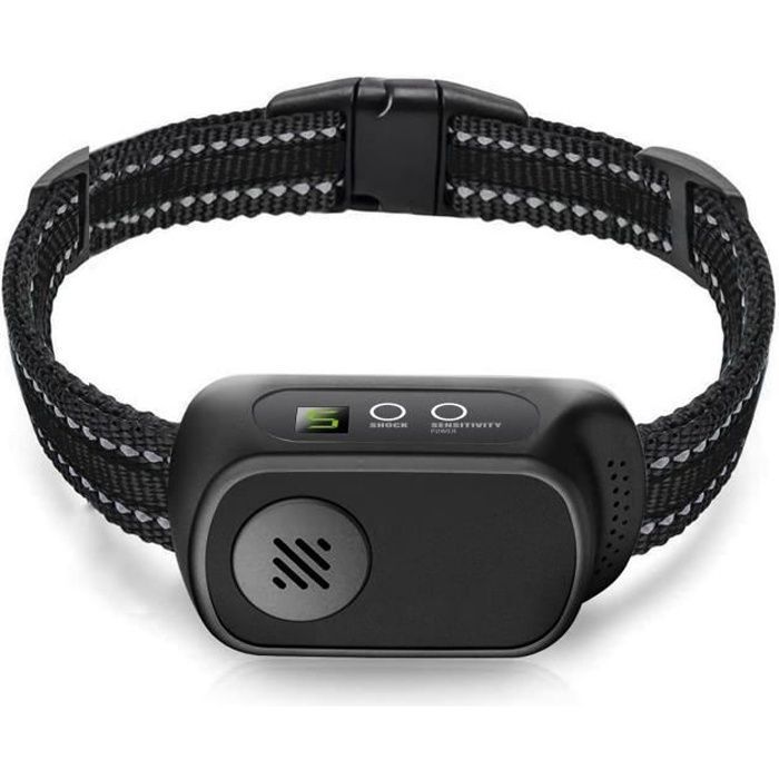 Ecent Collier Anti Aboiement Automatique, Version 2021 avec Vibration, Son et Choc Electrique, IP67 pour différent taille de Chien