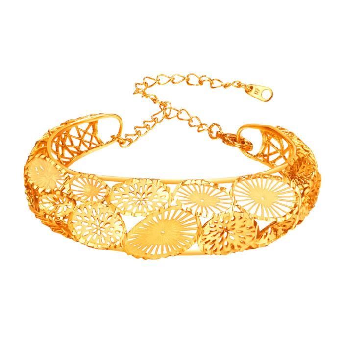 Bracelet Jonc semi-rigide en or jaune 18K (750/oo), fermoir à