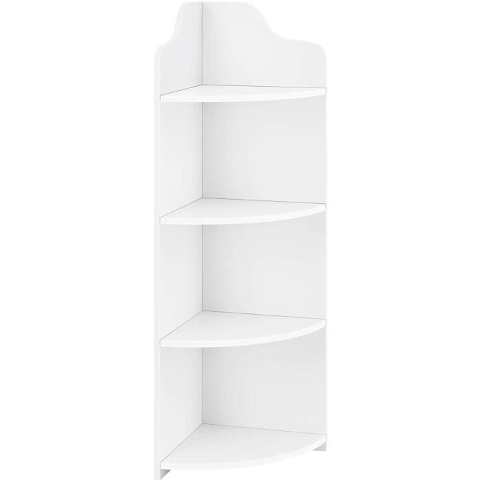 étagère d'angle pour salle de bain meuble de rangement avec 4 surfaces de stockage bois composite 90 x 28 x 28 cm blanc [151]