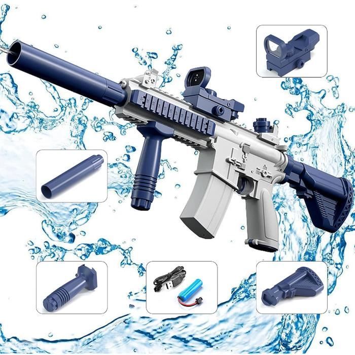 Pistolet à Eau Électrique Puissant – Automatique Et Manuel, Portée 10 M, LED, Rechargeable USB – Enfant Et Adulte