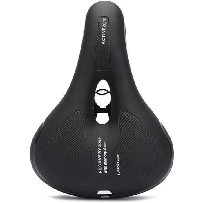 Selle De Vélo Confortable En Mousse à Mémoire épaissie En Cuir PU Noir - Sport