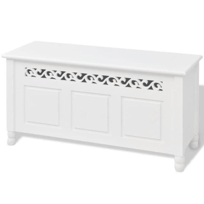 Banquette pouf tabouret meuble banc de rangement style baroque blanc - Helloshop26 - 96 cm - Intérieur - Salon