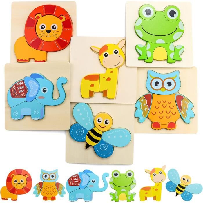 Puzzle en Bois Enfant, 5 Pièces Jouet Bébé 3D Puzzles, Jouet Montessori  Animaux pour 1 2 3 4 Ans, Puzzle à Encastrement Educatif Apprentissage Jeux  pour Garçon Fille Anniversaire Noël Cadeau : : Jeux et Jouets