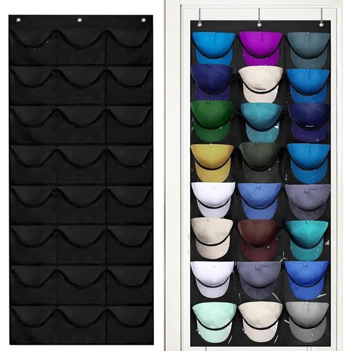 Lot de 2 organiseurs de chapeaux pour casquettes de baseball, support mural adhésif puissant