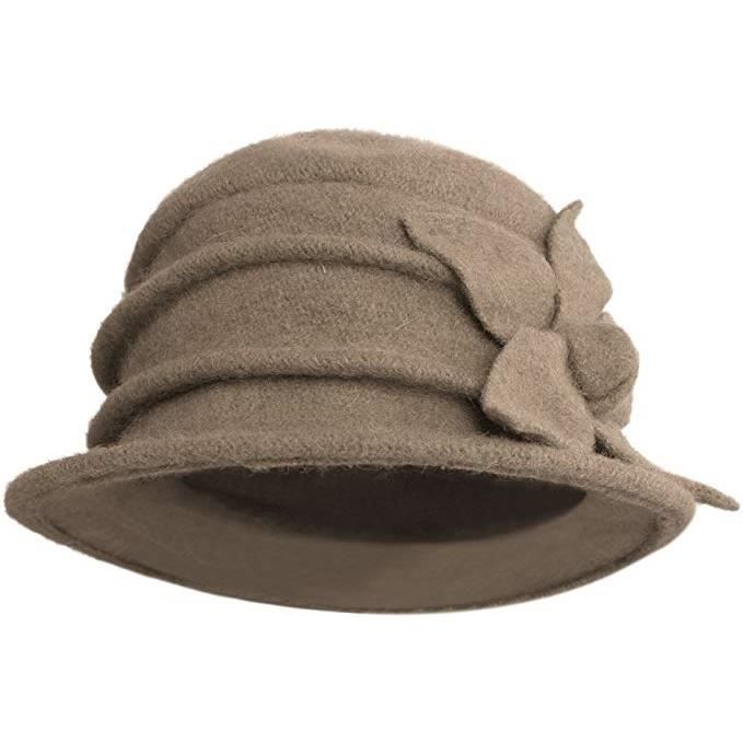 Chapeau Cloche Femme Printemps Fleur Marguerite Elégante Hiver Laine Chaud Douce - Beret - Marron