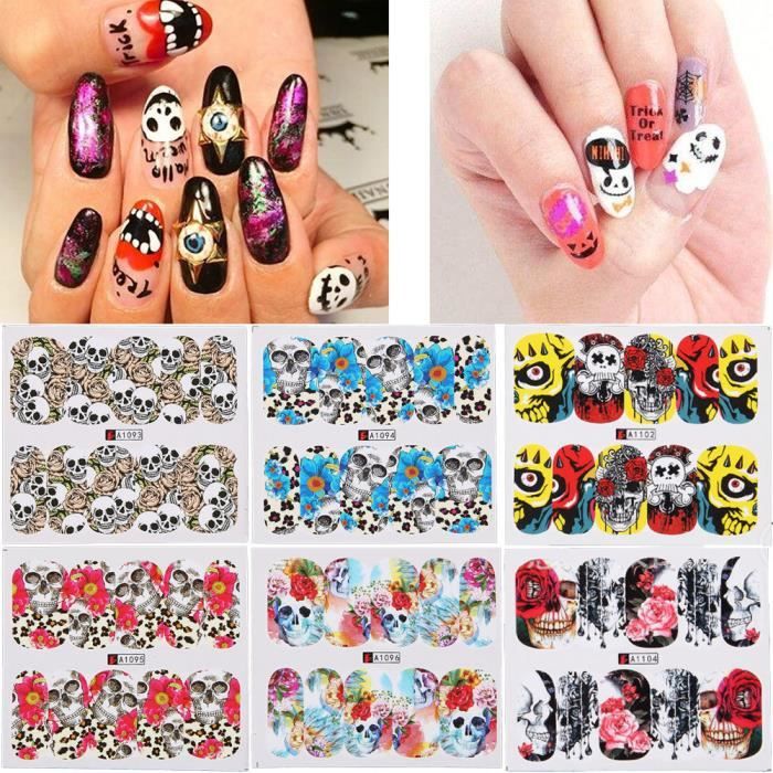 GEL UV POUR ONGLES 48 pcs bricolage ongles collant Halloween terroriste  collant ongles mis en conception de crâneLIA80823088_12881 - Achat / Vente  gel uv ongles ONGLERIE LIA80823088_12881 - Cdiscount