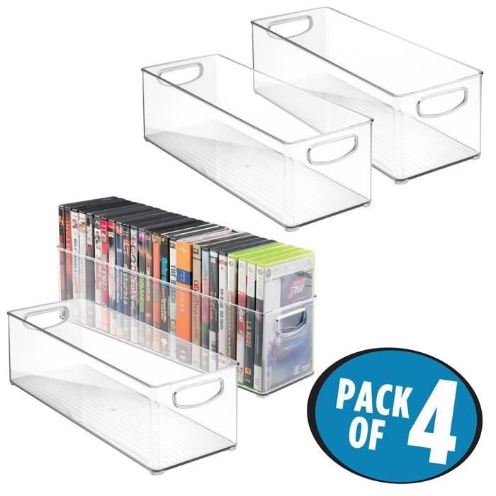 Lot De 4 Bacs De Rangement Pour Dvd Organiseurs De Dvd En