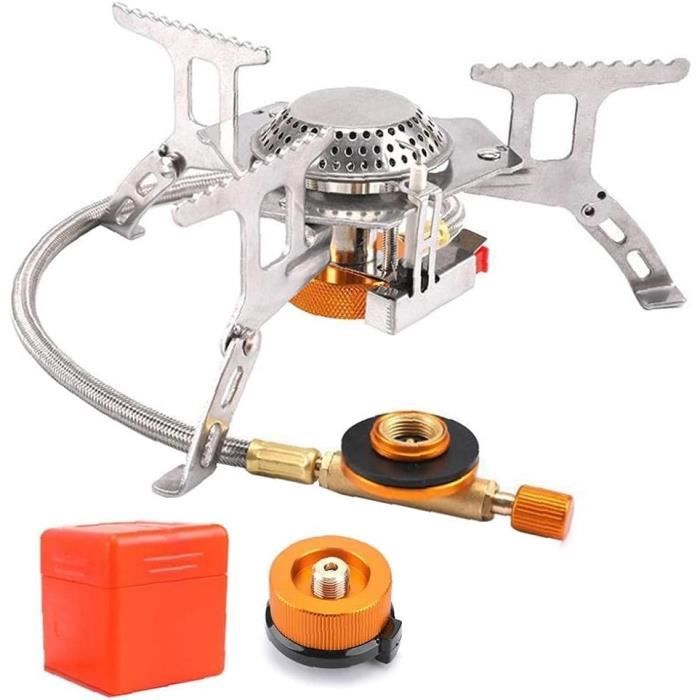 Réchaud De Camping 2 Brûleurs 4400W - Pliable Et Portable Avec Sac De Transport - Gaz Butane - 5