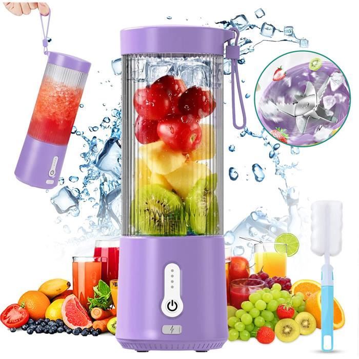 Mixeur Portable Miaoke 6 Lames Violet - Mini Blender Smoothie Rechargeable