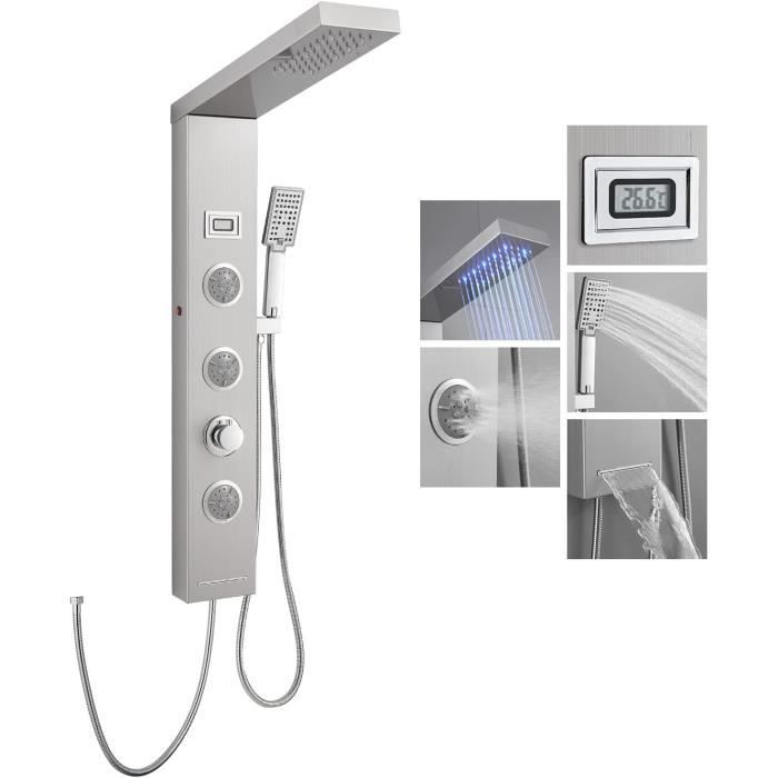 TJSPanneau Colonne de Douche Hydromassante Led sans 5