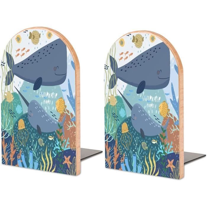 Lot De 2 Serre-Livres Antidérapants En Bois - Motif Tête De Guépard