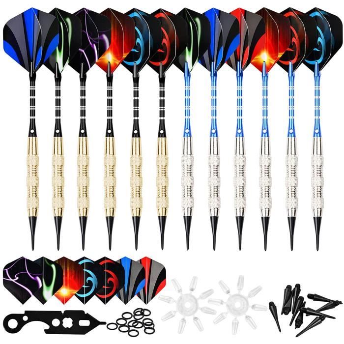 12 Pièces Flechette Pointe Plastique, Fléchettes pour Cible Électronique, Set de Fléchettes à