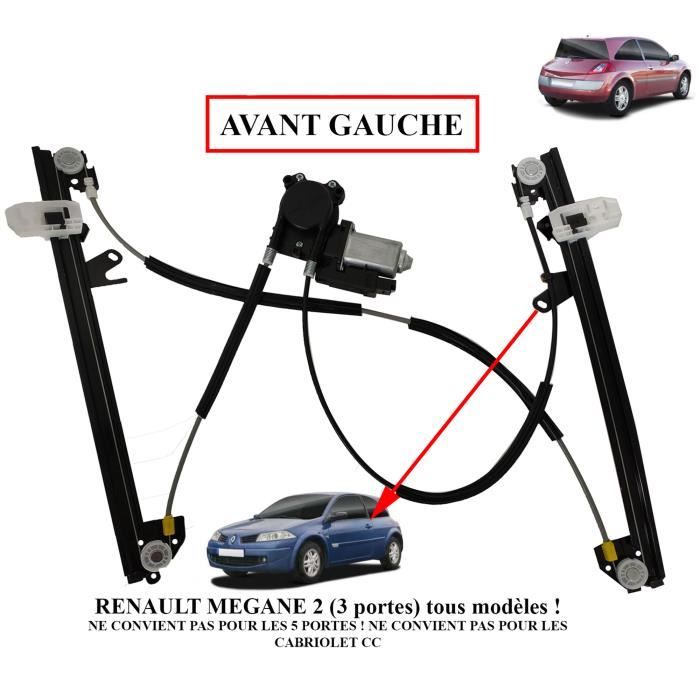 Lève vitre electrique avec moteur confort pour Megane 2 Coupé de 2002 à  2008 (3 Portes) - AVANT GAUCHE (côté conducteur) - Cdiscount Auto