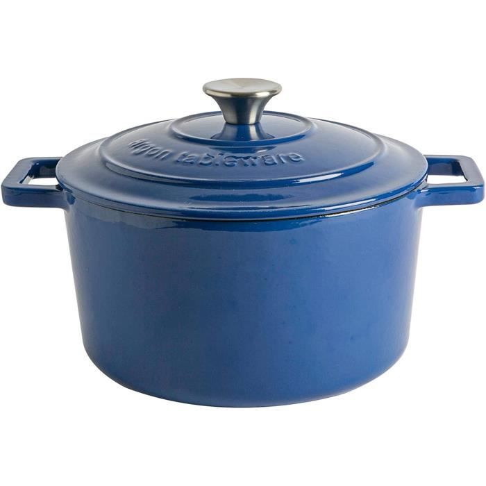 Plat de cocotte en Fonte Four hollandais émaillé Couvercle AutoDotant Plaque de Cuisson