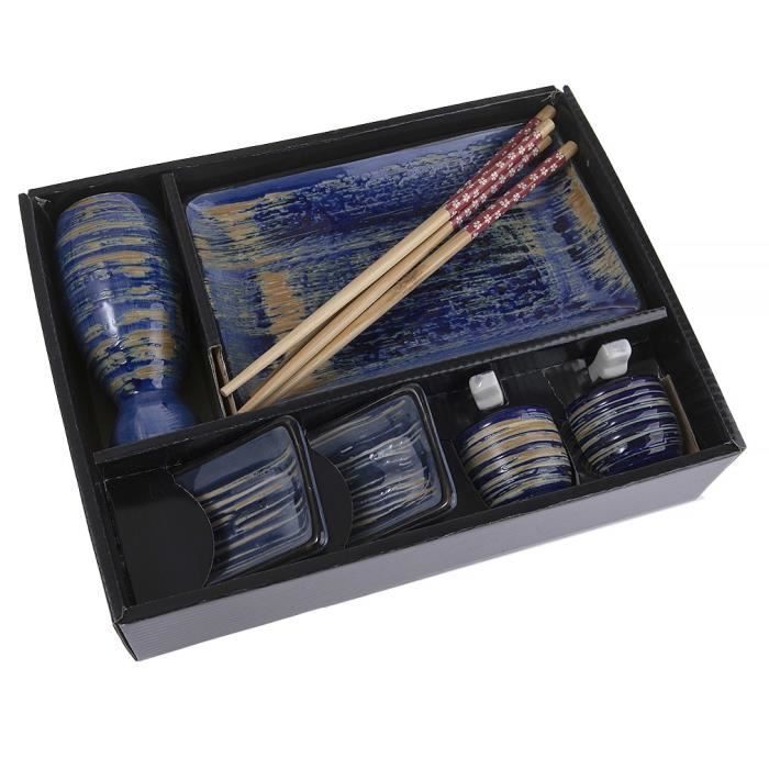 Coffret Bento Sushi JapanBargain 3 Pièces Noir Et Rouge, Tailles Différentes, Neuf