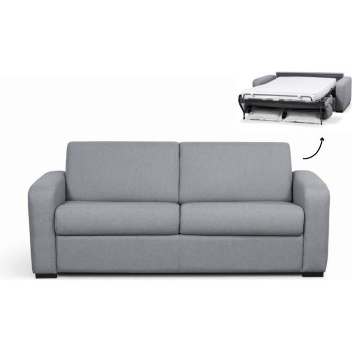 canape convertible express 3 places daisy en tissu gris clair matelas 140x200x13 cm achat vente canape sofa divan cdiscount