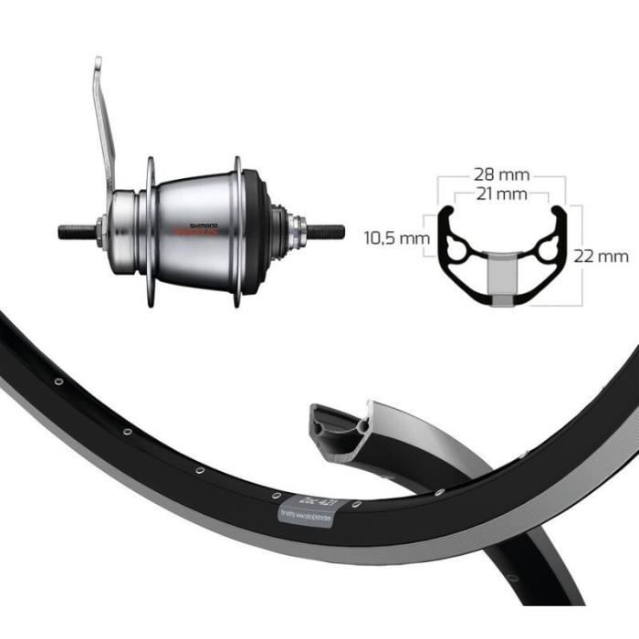 ROUE ARR.26x1.75 WINORA EXAL ZX 19 AXE AVEC VIS 135 NR/ARG - 2149962100