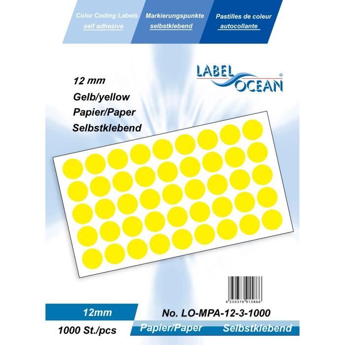 2800 Gommettes Autocollantes Rondes BetterJonny - 19mm - 20 Couleurs - Pour Bureau Et école