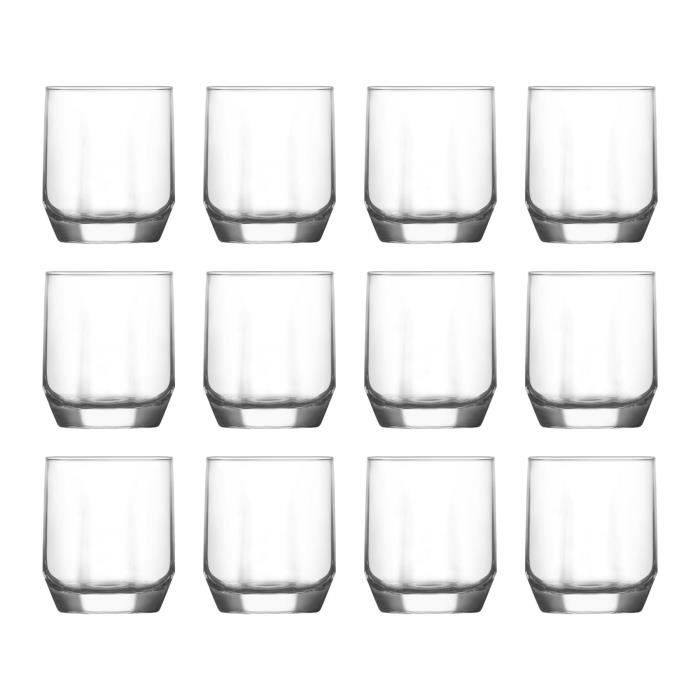 Lot De 12 Verres à Jus Libbey Paneled Tumblers 251 Ml - Verres à Facettes Transparents - Passent Au Lave-Vaisselle