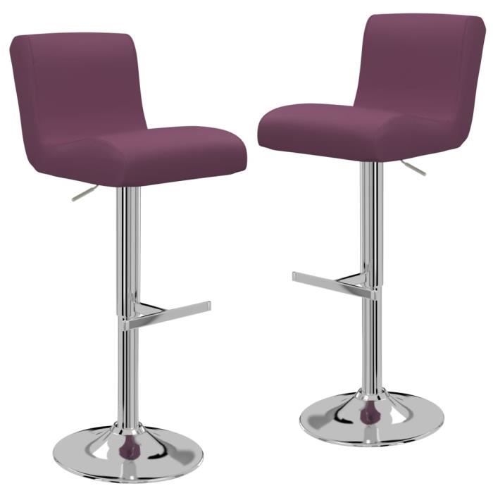 #buy#4495elégant parfait lot de 2 tabourets de bar chaises de bar scandinave décor - tabouret haut tabouret de cuisine violet simili