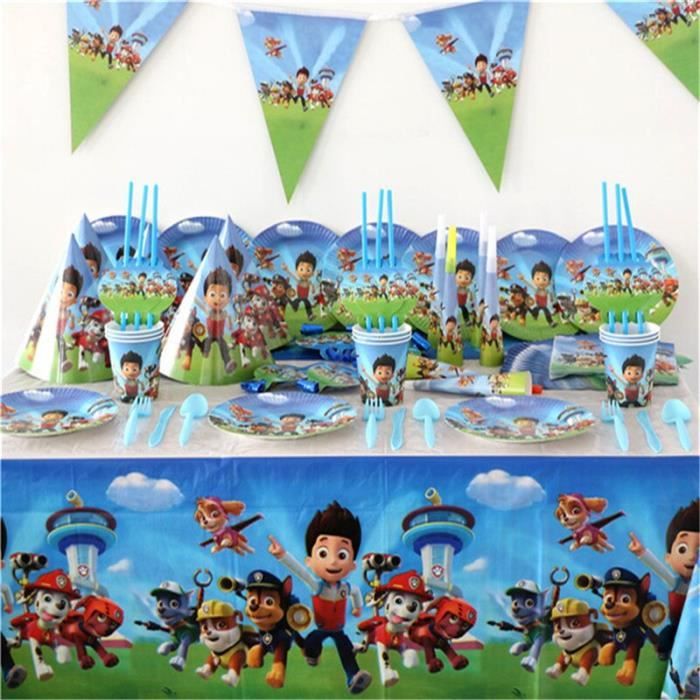 Toile de fond Accessoire de fête Pour enfants et bébés TaoQi Toile de fond pour photo Paw Patrol Décoration d'anniversaire Décoration de table à gâteau Motif Pat' Patrouille 
