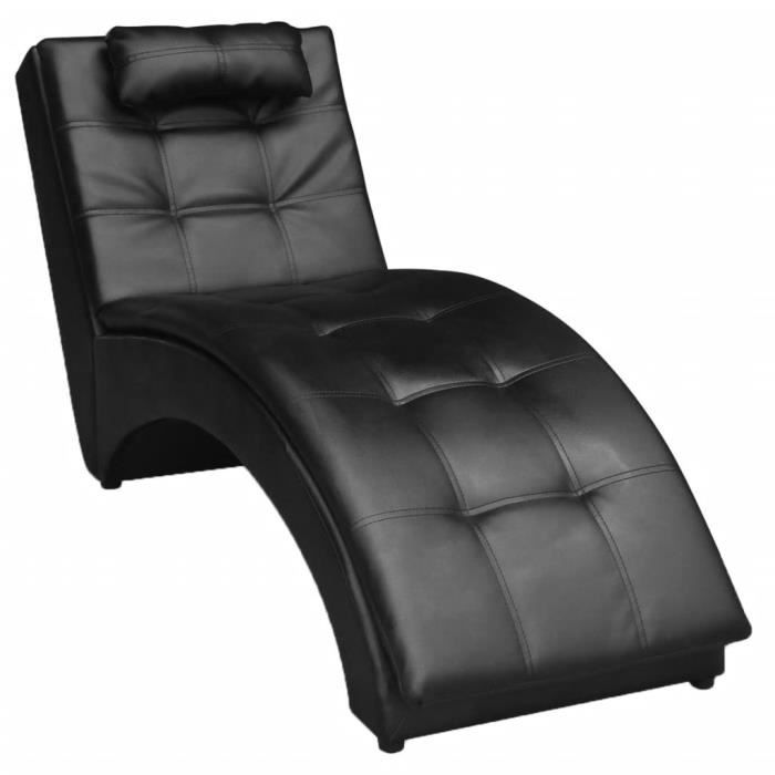 bonne qualité® chaise relax-contemporain chaise longue avec oreiller noir similicuir 927645