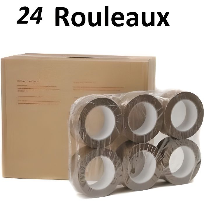 LOT 24 Rouleaux Scotch Adhesif MARRON CARTON EMBALLAGE 25